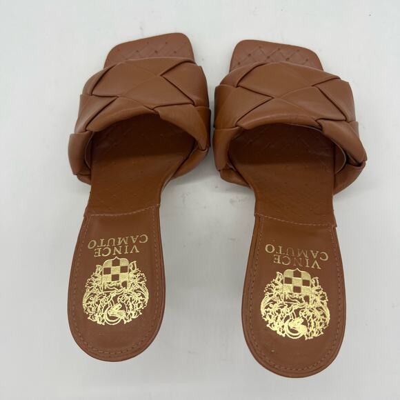 Vince Camuto Brelanie Woven Strap Mule Heels Barn Brown Womens Size 5.5 - Picture 9 of 13